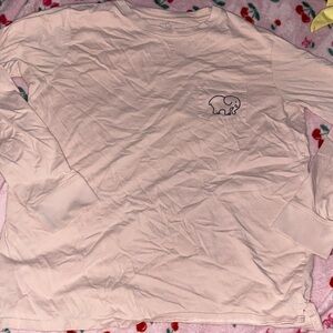 Ivory Ella Cream Long Sleeve Tee with Elephant Design